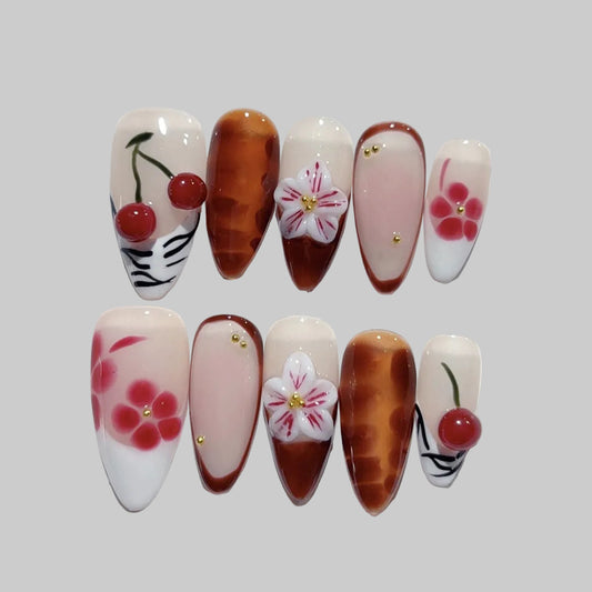 ongles, nails, press-on nails été floral, fleurs, tendance, summer