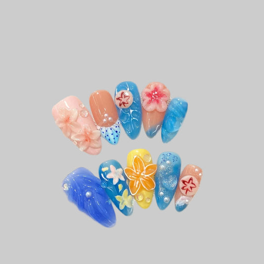 ongles, nails, press-on nails, été, summer faux ongles tendance